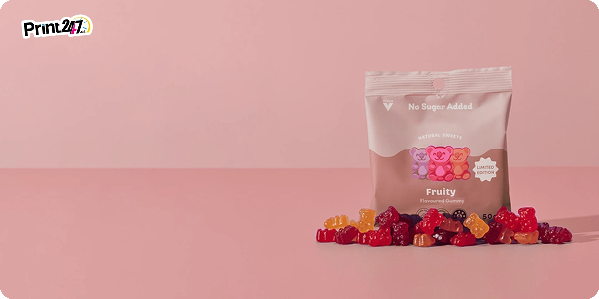 Fun-shaped custom gummy candy packaging with personalized design elements
